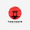 Japanese sunset torii gate icon logo vector illustration designRGB