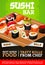 Japanese sushi bar sashimi and maki rolls menu