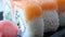 Japanese sushi on black plate. 4K UltraHD video