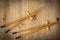 Japanese sushi chopsticks on wooden stone background. Top view w