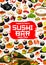 Japanese sushi and rolls, Asian food menu
