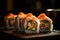 Japanese sushi rolls served in a sophisticated style. AI generated