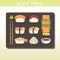 Japanese Sushi and Sashimi illustration.