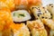 Japanese sushi seafood roll restaurant, fish gourmet