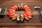 Japanese sushi set, nigiri circle closeup