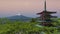 Japanese temple and Mount Fuji view