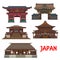 Japanese temple and shrine icons. Travel landmark