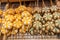 Japanese tempura recipe colorful fried fish ball on rack
