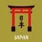 Japanese torii gate in flat style