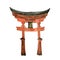 Japanese torii gate, Japan travel and japanese culture watercolor illustrations. Traditional symbols of Japanese