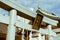 Japanese Torii gate at the Kanda shrine in Chiyoda, Tokyo, Japan