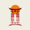 Japanese Torii gate with puddle. Symbol of Japan, shintoism religion. Red wooden sacred tori arch. Ancient entrance, Eastern