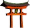 Japanese torii, ritual gate of the Shinto religion on white background drawn by ink. Japanese culture, Buddhism, religious