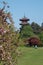 The Japanese Tower or Pagoda in the grounds of the Castle of Laeken, the home of the Belgian monarchy in Brussels, Belgium