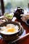 Japanese traditional food mixes a raw egg and rice