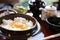 Japanese traditional food mixes a raw egg and rice