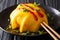 Japanese traditional food: omurice omelette with rice, chicken,