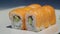 Japanese traditional food sushi roll philadelphia with salmon and cheese.