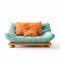 Japanese Traditional Futon Bed With Blue And Orange Pillows