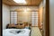 Japanese traditional room with tatami mat and shoji sliding paper door