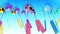 Japanese traditional summer landscape with wind chime. Colorful wind bell. Loop animation.
