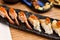 Japanese traditionally food, Delicious nigiri sushi top with fresh seafood.