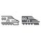Japanese train line and glyph icon, asian and railroad, bullet train sign, vector graphics, a linear pattern on a white