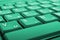 Japanese typing. Light green laptop keyboard close-up. Symbols on the buttons of hiragana. Electronic commerce in Japan. IT