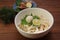 Japanese udon dishes sprinkling soup stock to noodles directly