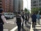 Japanese uniformed police officers crossing the street in Tokyo, Japan, Asia