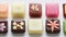 Japanese wagashi confections come in a variety of shapes and colors.