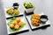 Japanese wantons, edamame and shrimp dumplings