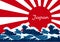 Japanese wave with japan red flag sunshine