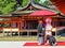 Japanese wedding in traditional costumes