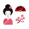 Japanese woman folk art maiden character vector.