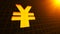Japanese yen currency symbol with particles flare on perspective grid. Business Banking Finance Technology