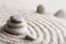 Japanese zen garden meditation stone for concentration and relaxation sand and rock for harmony and balance in pure simplicity - m