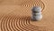 Japanese zen garden with stone in textured sand