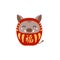 Japanese zodiac sign, cute cartoon boar daruma doll character illustration.