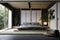 japanesestyle bedroom, with minimalist furnishings and natural textures