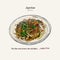 Japchae, Korea Food. Hand draw sketch vector