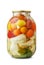 Jar of assorted pickled vegetables
