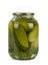Jar of canned cucumbers isolated