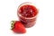 Jar of Classic Strawberry Jam Isolated on a White Background