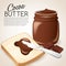 A jar of cocoa butter with bread and ingredients : Vector Illustration