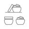 Jar of cream. Skin care flat line icons set