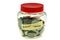 Jar with family savings on white background