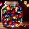 Jar full of hearts, showing collection of love and romance