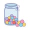 Jar glass with balls candies sweet confectionery isolated icon