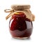 A jar of homemade jambul jam with fresh jambul, isolated on a white background. Ai Generated